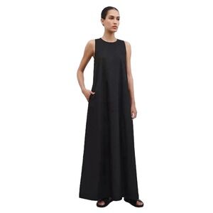 NWT Marcella NYC Gracie A-Line Maxi Dress Black Size Large With‎ Pockets